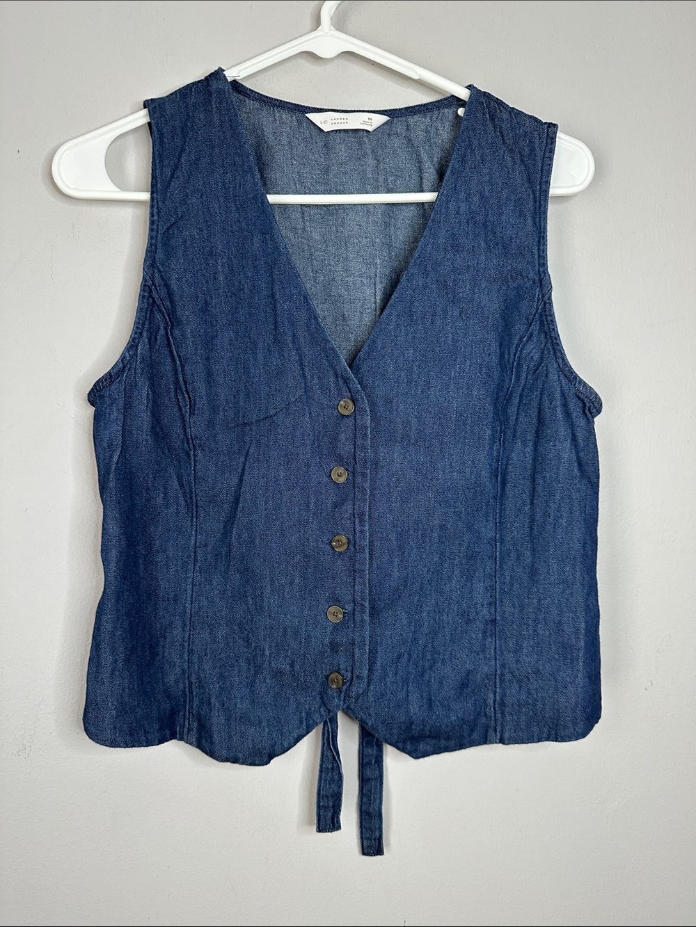 LC Lauren Conrad Denim Button Front Tank Vest - Blue